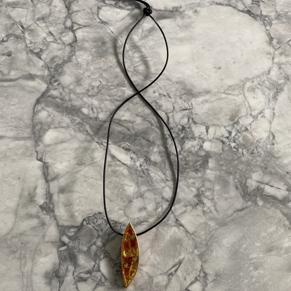 Micromosaic Glass Pendant Necklace with Leather Strap Made in Italy - Picture 2 of 4